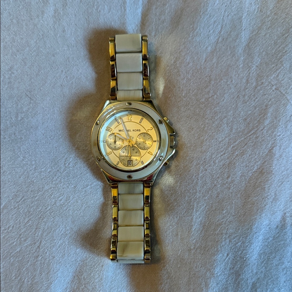 Michael Kors Gold and White Women's Watch